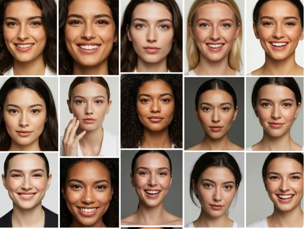 Diverse women face shapes, beauty in diversity