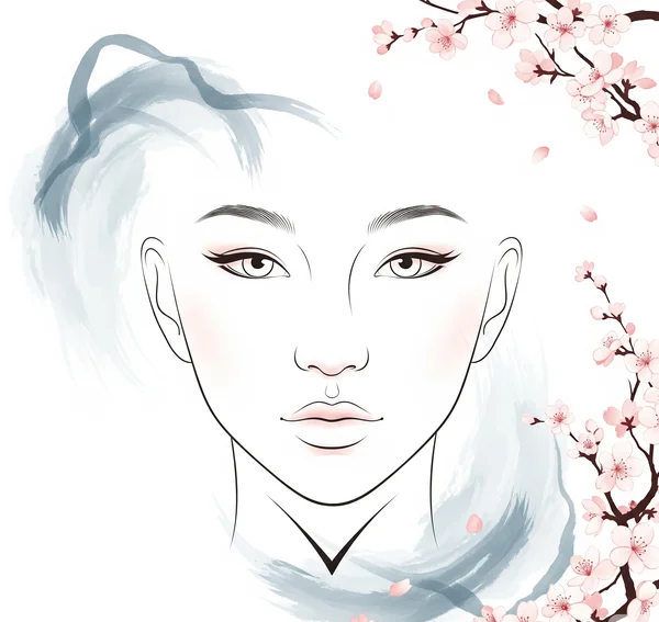 Artistic illustration of an East Asian v-shaped face ideal.