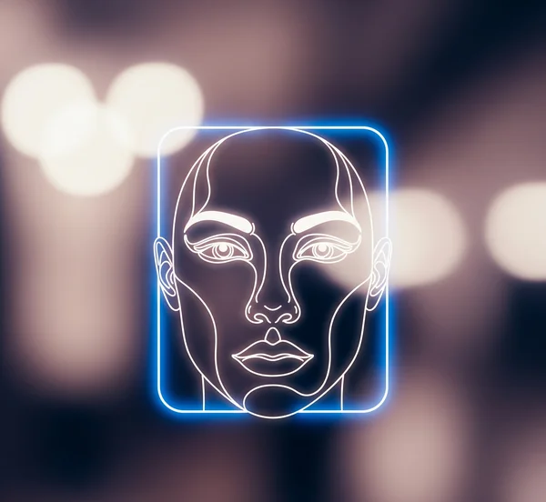 Abstract illustration of confidence with a square face outline.