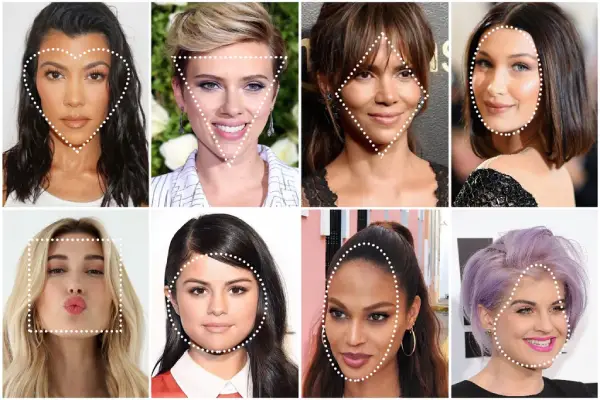 Collage of flattering hairstyles for different face shapes