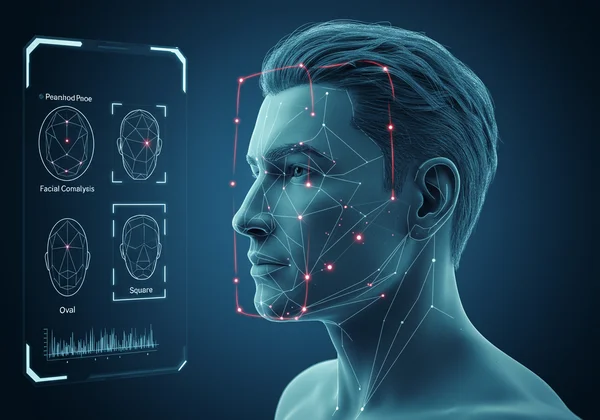 AI 工具正在扫描男士面部以识别其脸型