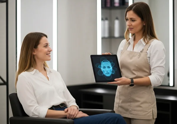 造型师使用 AI 工具进行个性化客户咨询