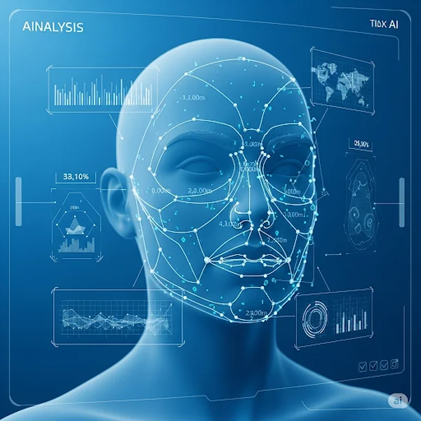 AI algorithm analyzing facial contours