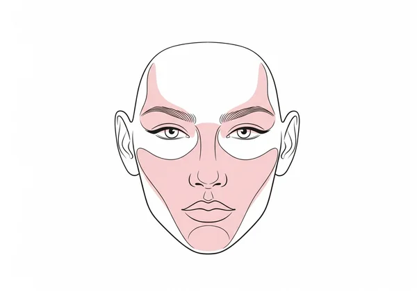 Diagrama ilustrando as características de um rosto em formato de coração