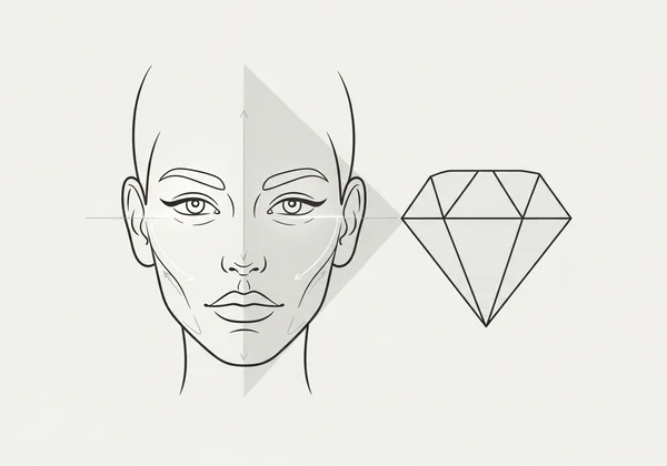 Diagram showing diamond face features: wide cheekbones