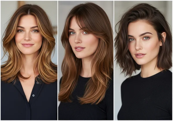 Women with diamond faces showing flattering hairstyles