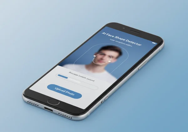 Screenshot of an AI face shape detector, photo upload.