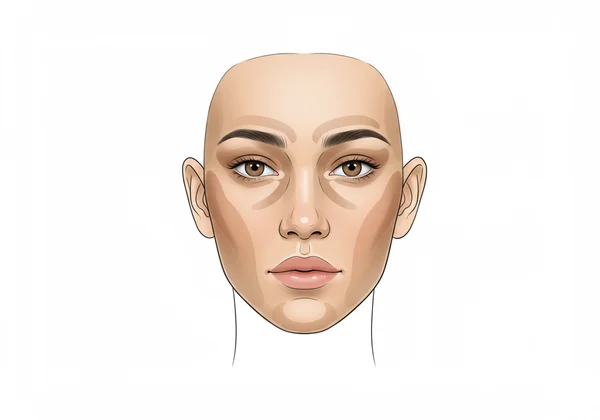 Contouring guide on a woman's face