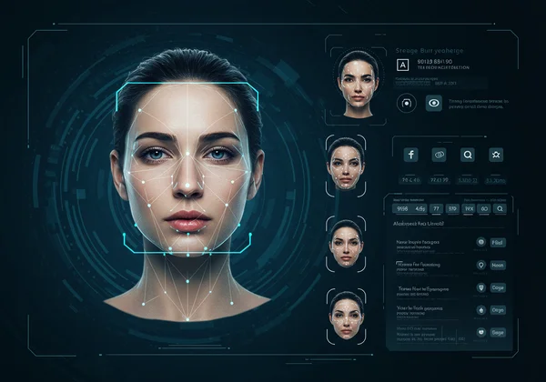 AI face shape detector scanning a woman's face