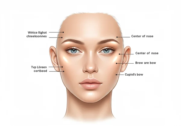 Highlighting guide on a woman's face